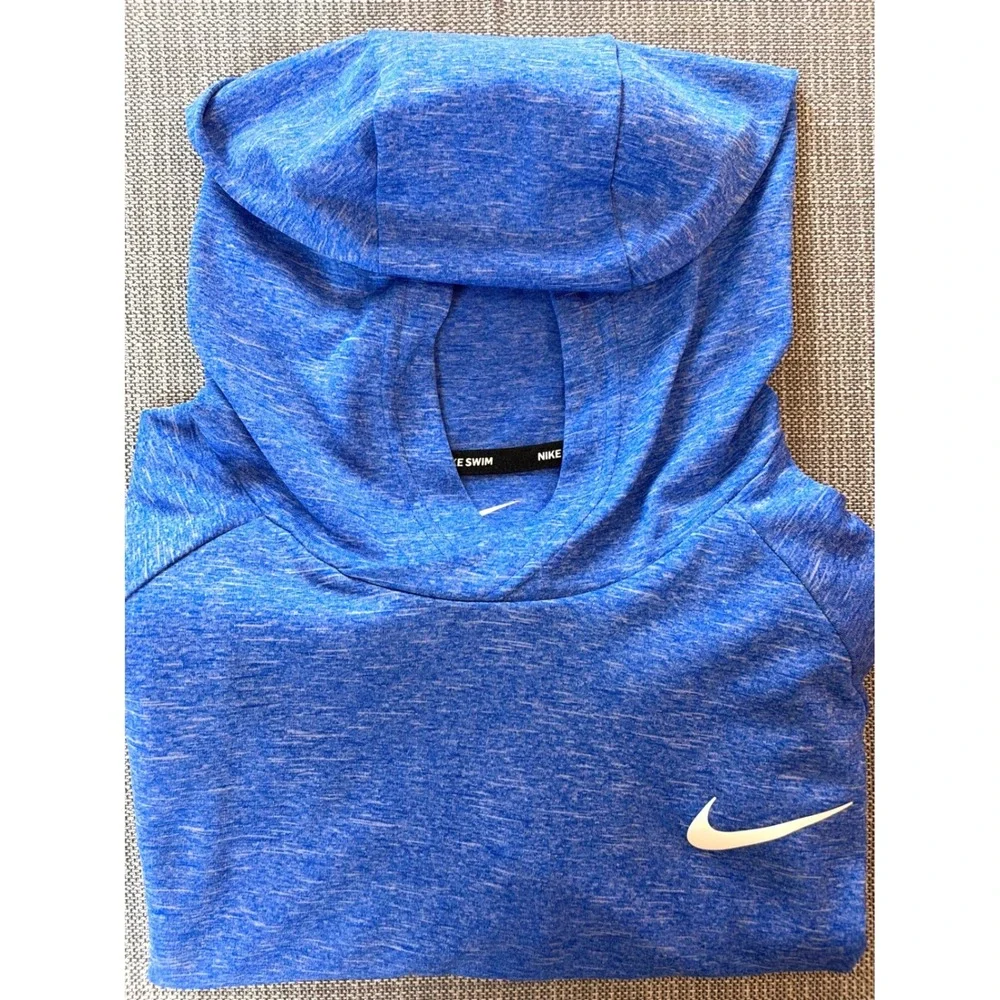 Nike Men Medium Swim Hoodie Blue UPF 40+ Rash Guard  Dri-FIT Beach Surf